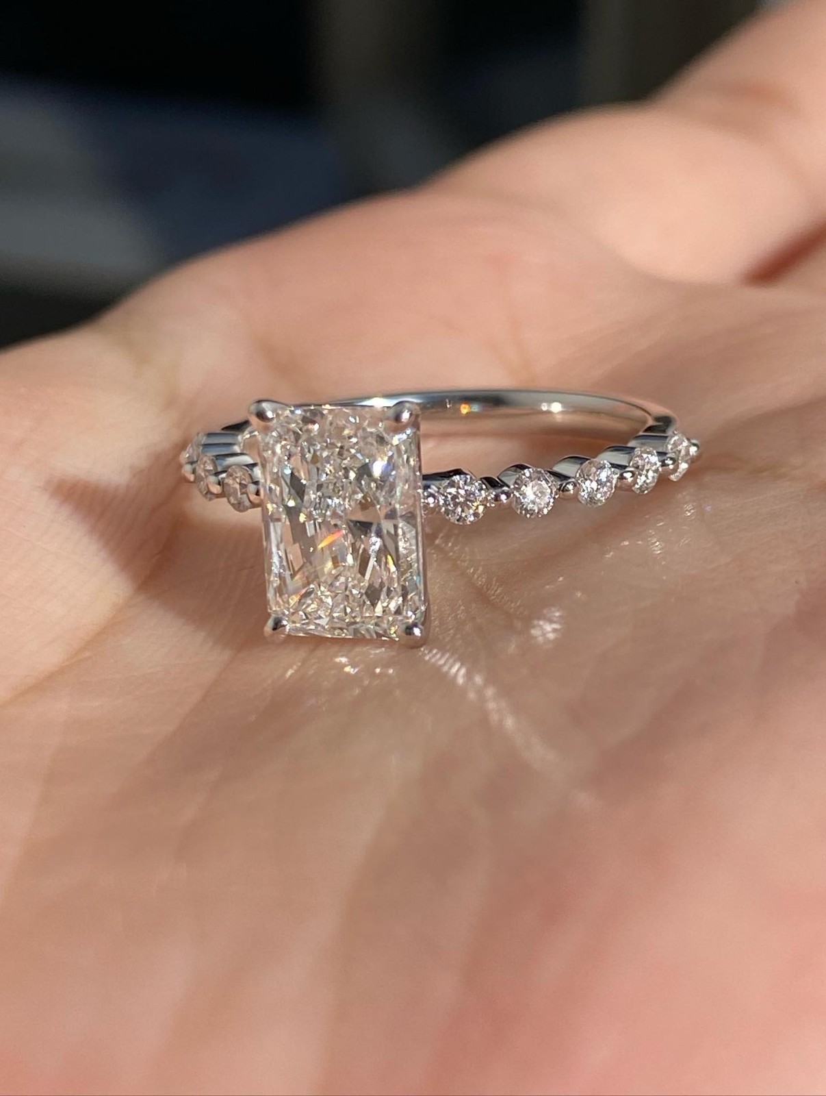 2 Ct Radiant Cut Moissanite Engagement Ring Stunning 925 Silver Wedding Jewelry