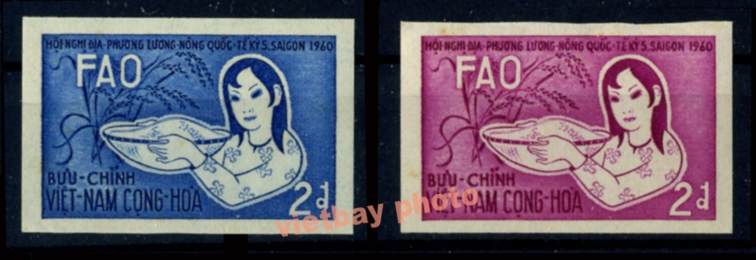 South Vietnam 2X IMPERF COLOR PROOF 1960 Conference of the UN FAO MNH (SIP24B)