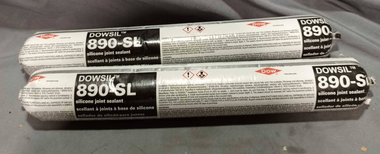 Lot Of 2 Dowsil 890-SL Silicone Joint Sealant Gray