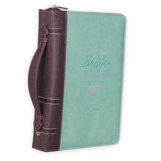  Women's Fashion Bible Cover Blessed is She Luke 1:45, Light Extra Large