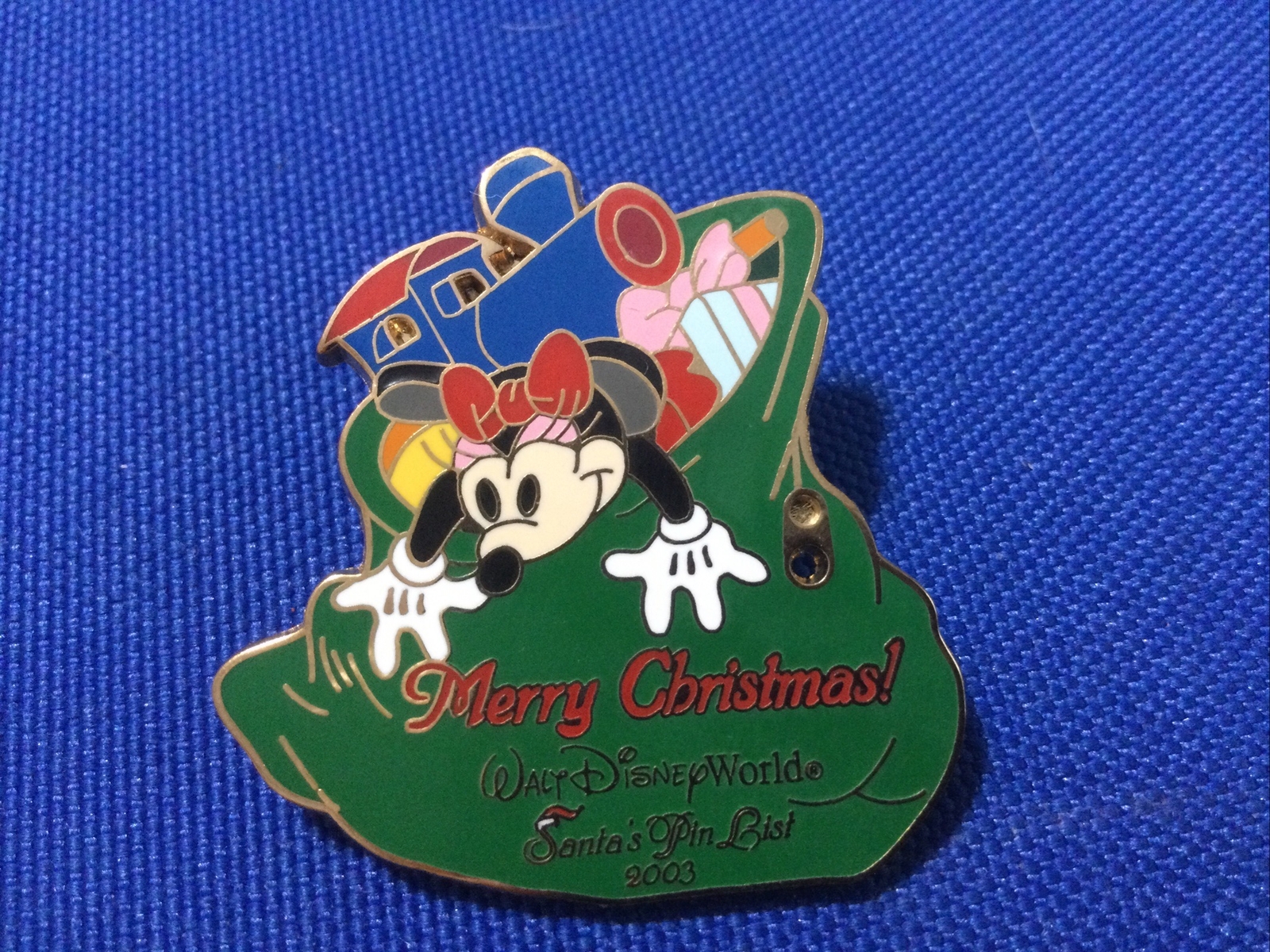 Disney Pin Santa’s Pin List Completer Gift Build-A-Pin Sack Of Toys Minnie Doll