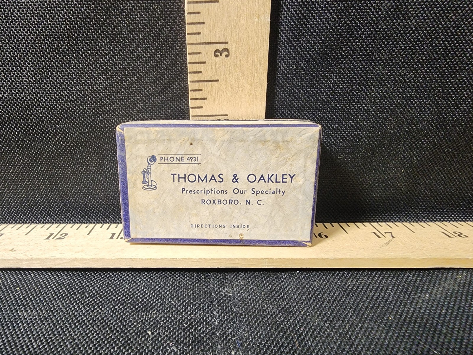 Vintage Advertising Box Thomas & Oakley Roxboro NC Pharmacy Empty Great Shape