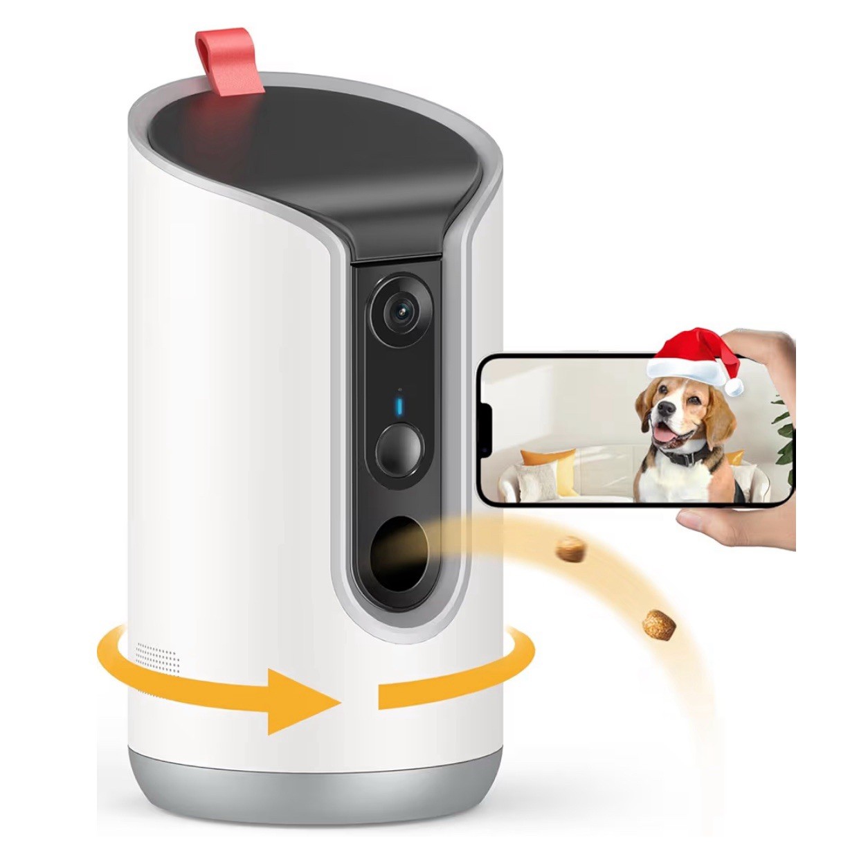 2K Pet Camera Treat Dispenser, 360°View Dog Camera with Phone App 5G&2.4G WiFi