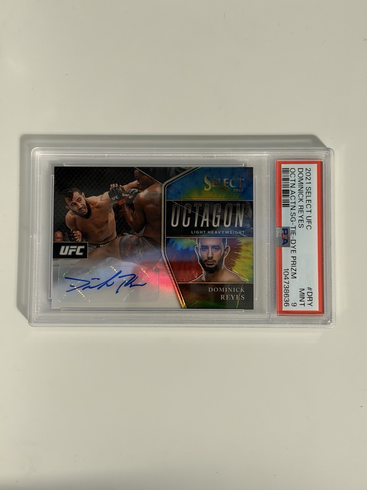 Dominick Reyes 2021 Panini Select Tie Dye Auto 7/25 - PSA 9