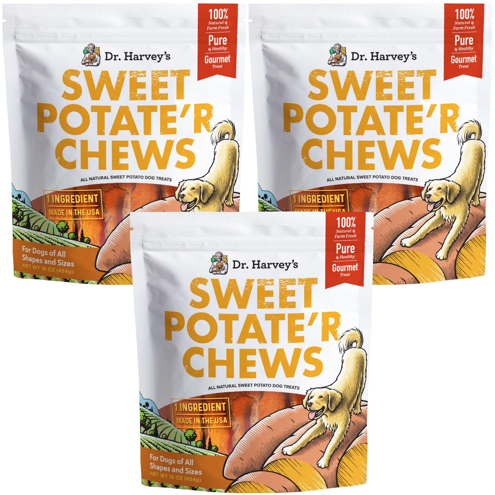 Dr. Harvey's Sweet Potato Chews for Dogs, Dog Treats for Small, Medium, Large...