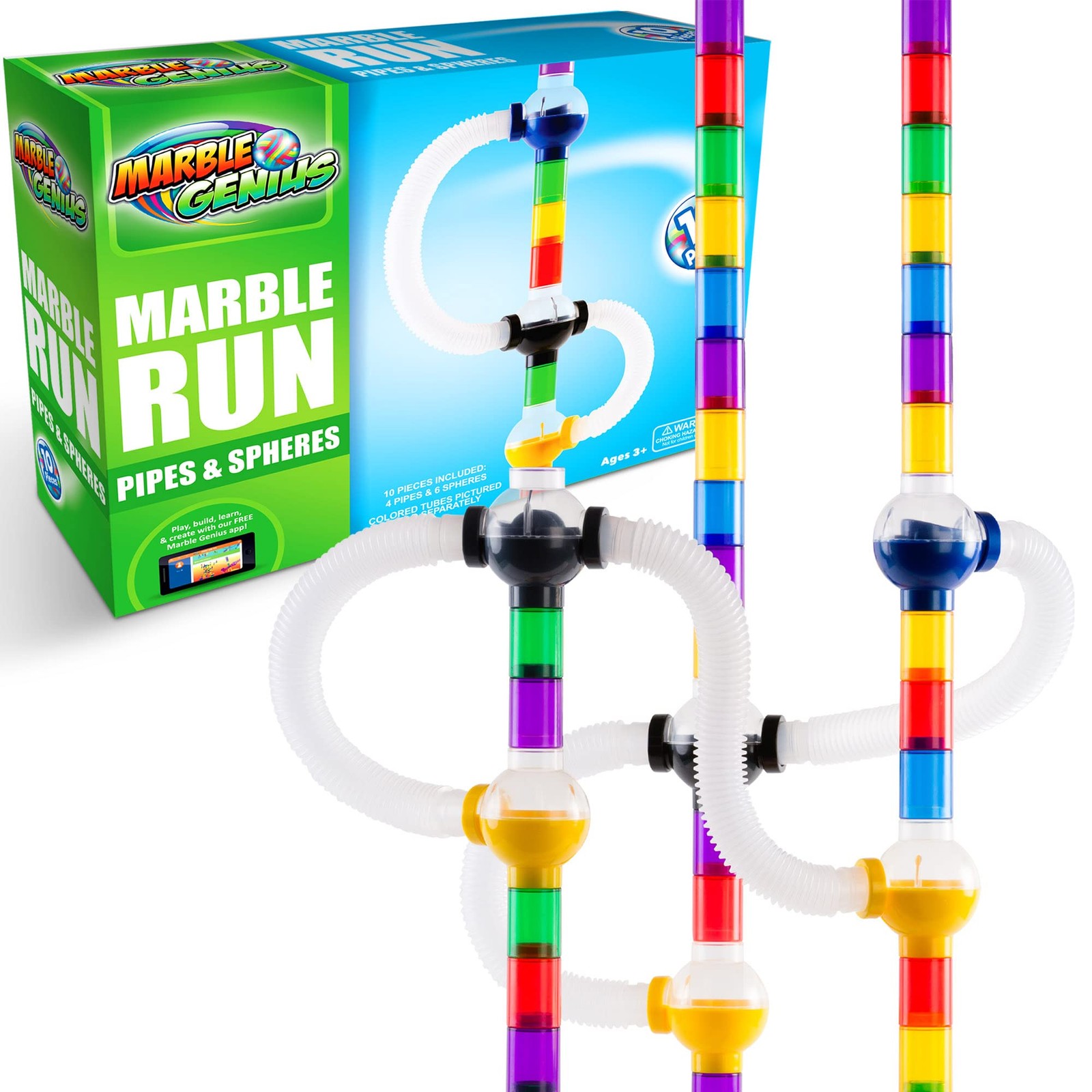 Marble Genius Run Pipe & Sphere Accessory Add-on Set - 10, Multicolor 