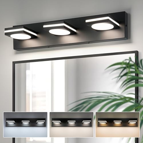  Bathroom Light Fixtures, Matte Black 3-Light, 22 Inch Matte Black - 3CCT