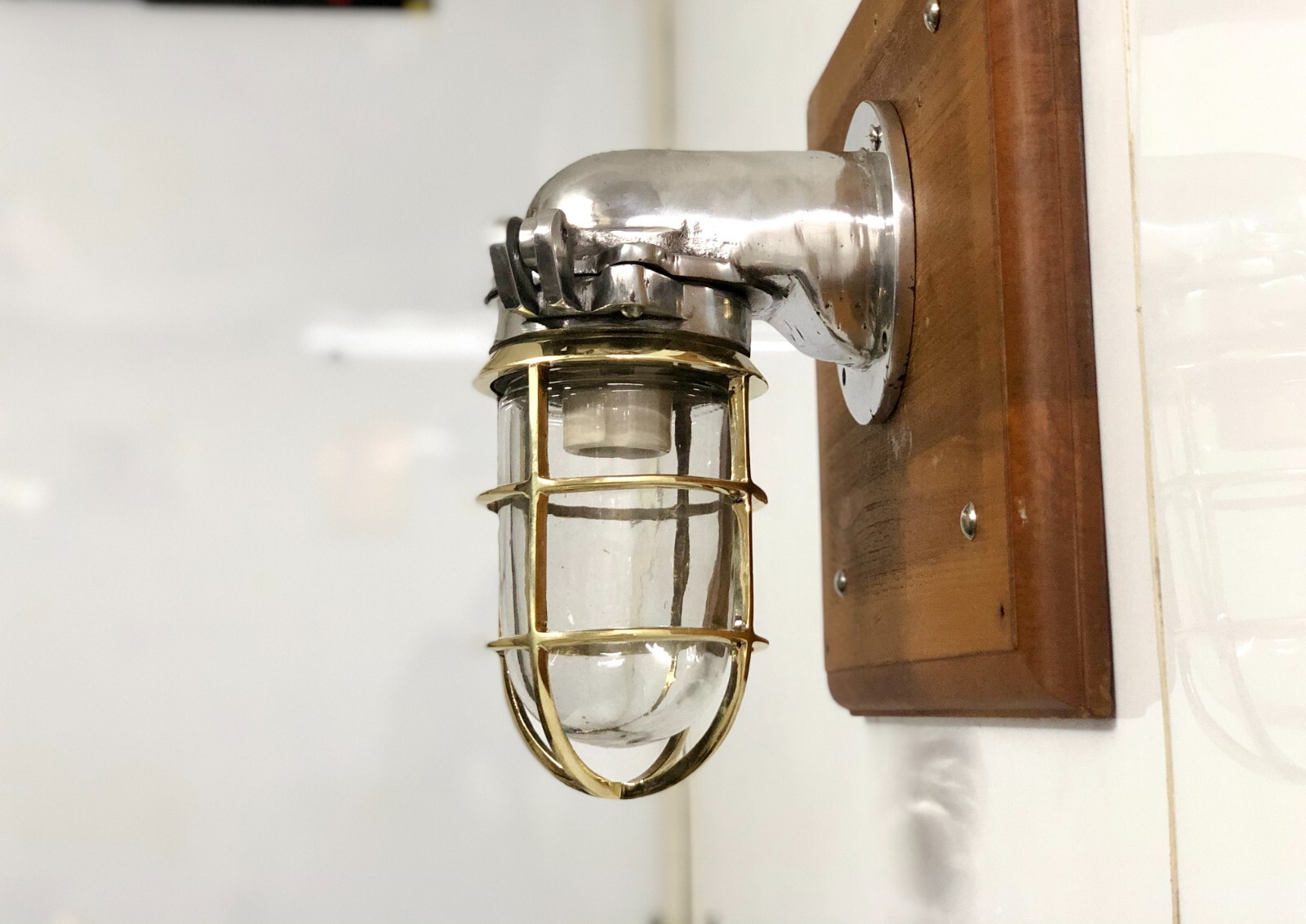 Modern Japanese Replica Brass Aluminium Bulkhead Wall Sconce Light Fixture