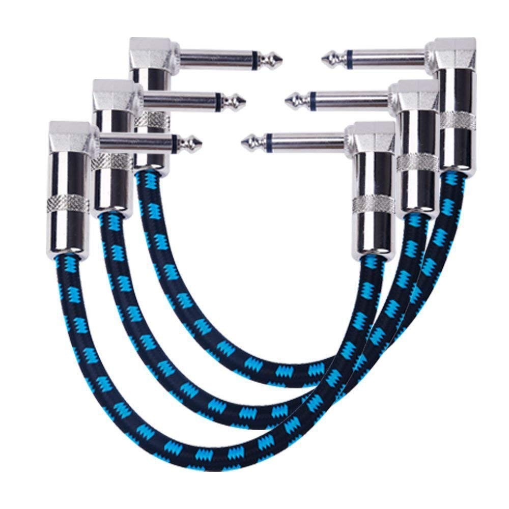 GOGHOST 3-Pack 6 Inch Guitar Patch Cable with 1/4" Right Angle 3-Pack, 