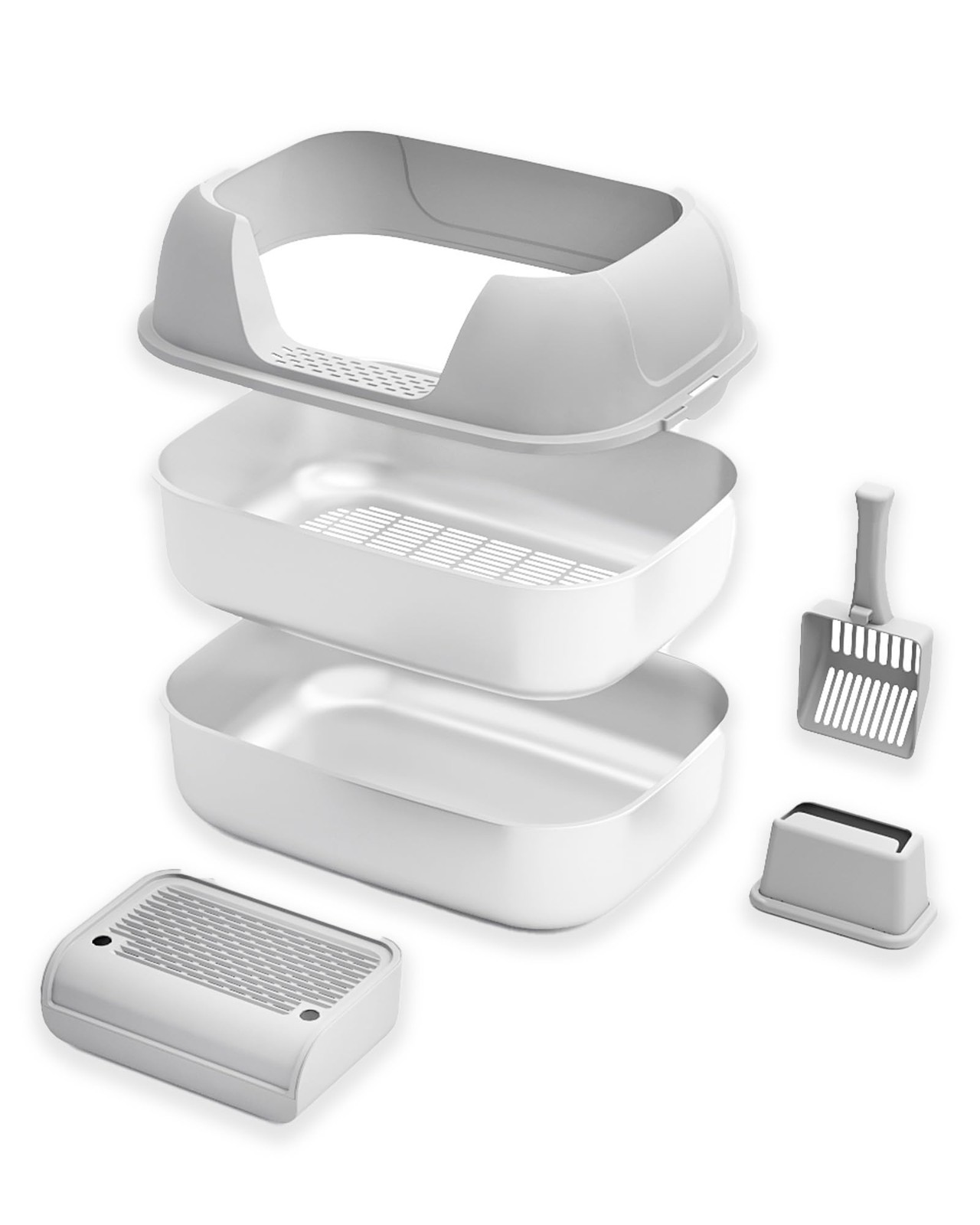 Sifting Litter Box X Large Stainless Steel Metal Pan Odor Control Easy Clean