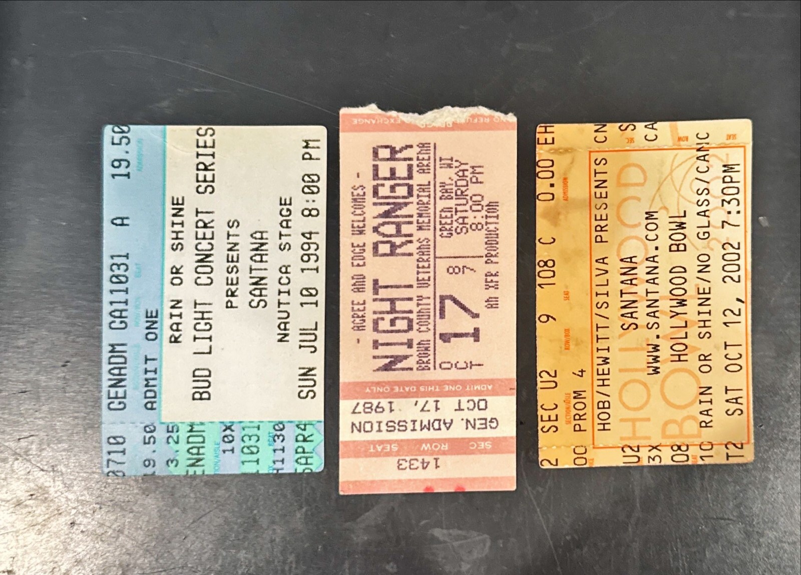 LOT OF 3 VINTAGE CONCERT TICKETS INCL SANTANA- STEAL! - A1048