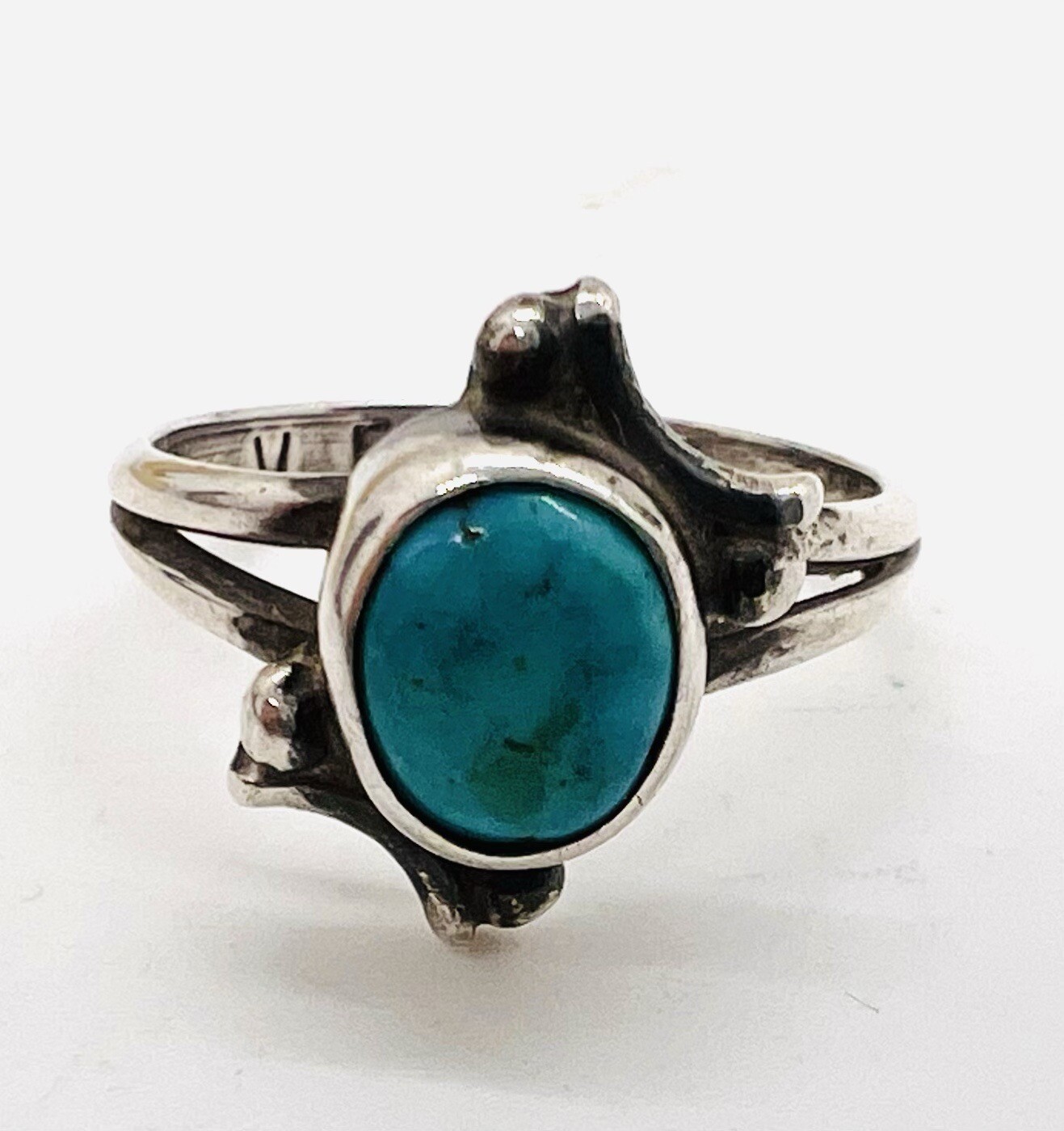 Veronica PLATERO Sterling Silver Turquoise Navajo Ring 2.4gm Sz5 Vintage Jewelry
