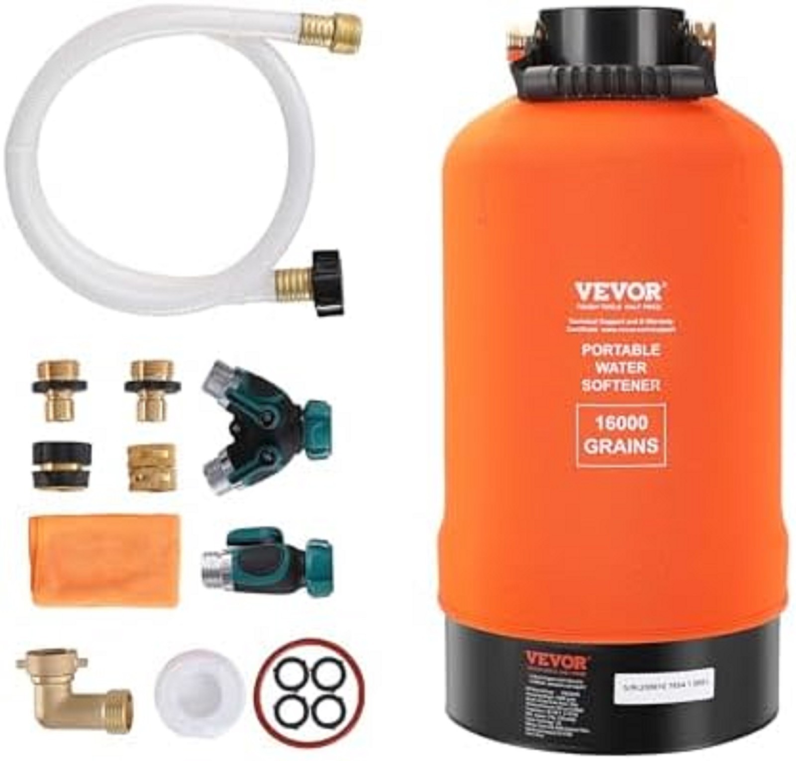 VEVOR RV Water Softener, 16,000 Grain Portable with 3/4"...