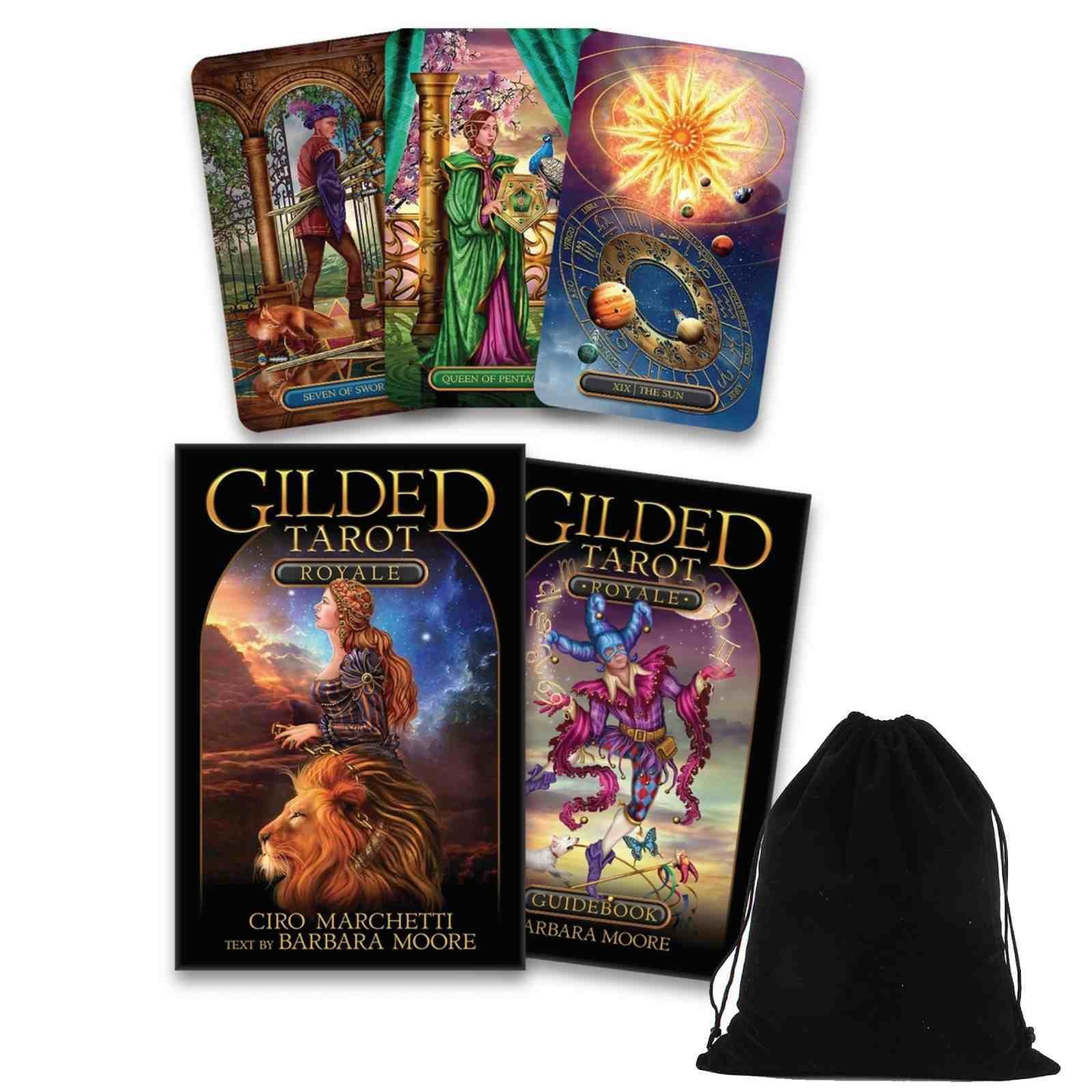 Gilded Tarot Royale Card Deck Book Kit Set Marchetti Moore Llewellyn With Pocket