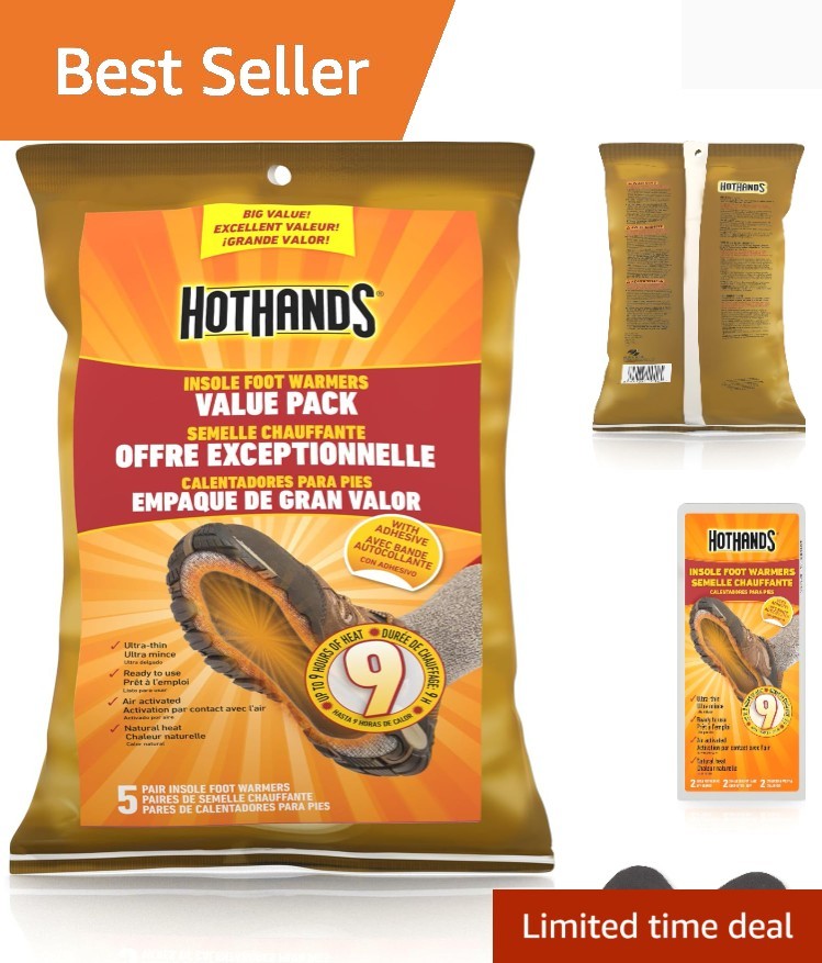 Air Activated Heat Insoles, 5-Pairs - Instant Warmth for Outdoor Adventures