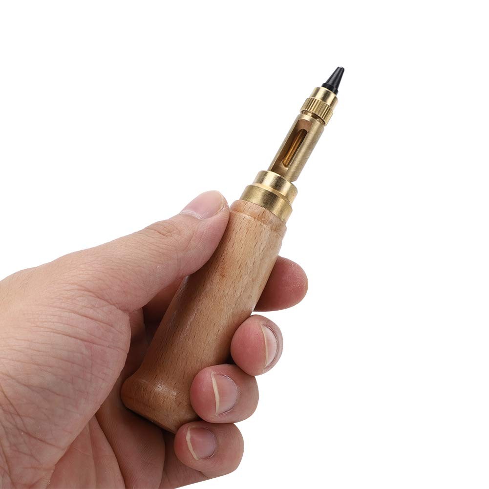 Leather Hole Punch, Wood Handle Craft Puncher Adjustable Screw Hole Punch Leathe