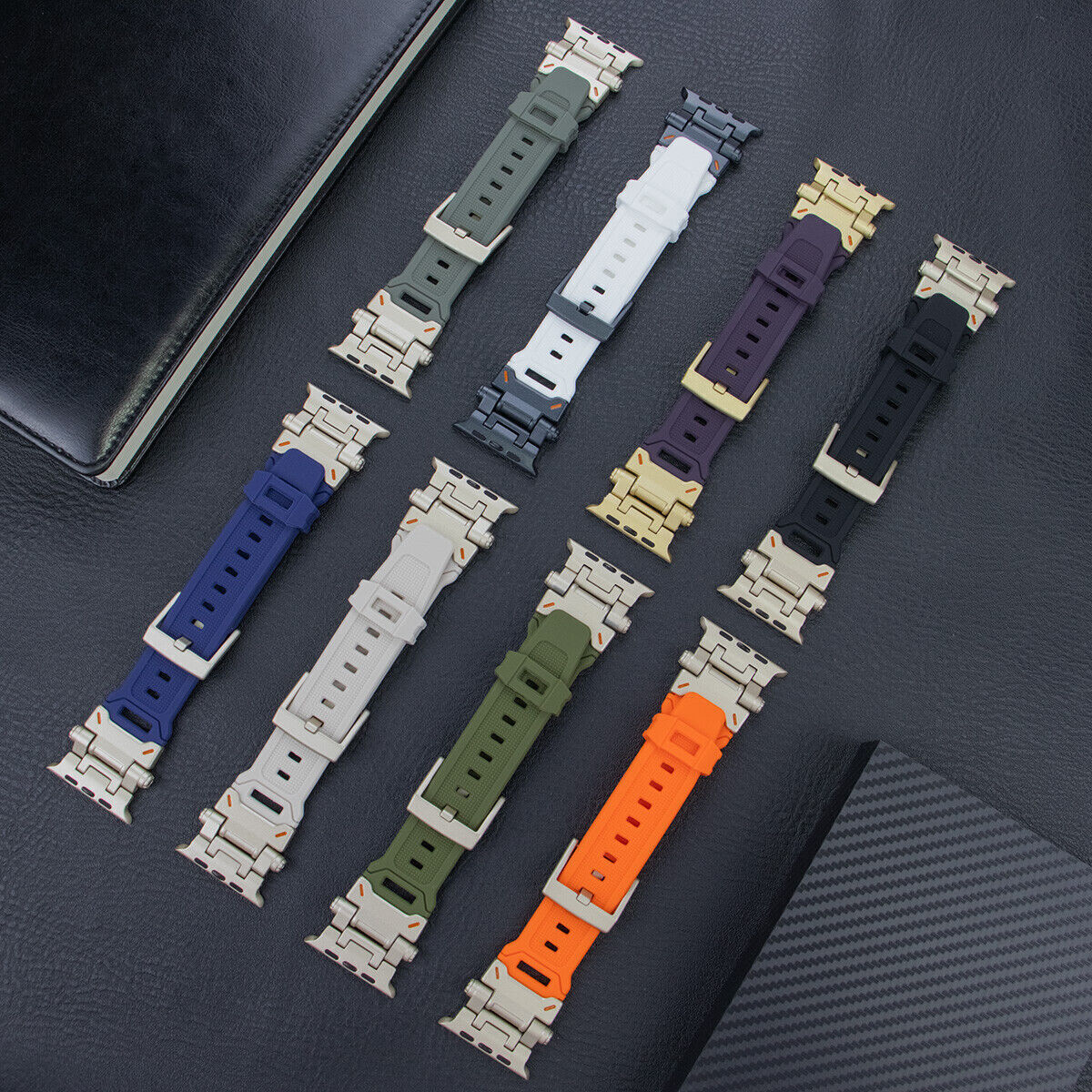 Metal+Silicone Strap 42/44/45/46mm for Apple Watch Ultra 2 49mm 10 9 8 SE 7 Band