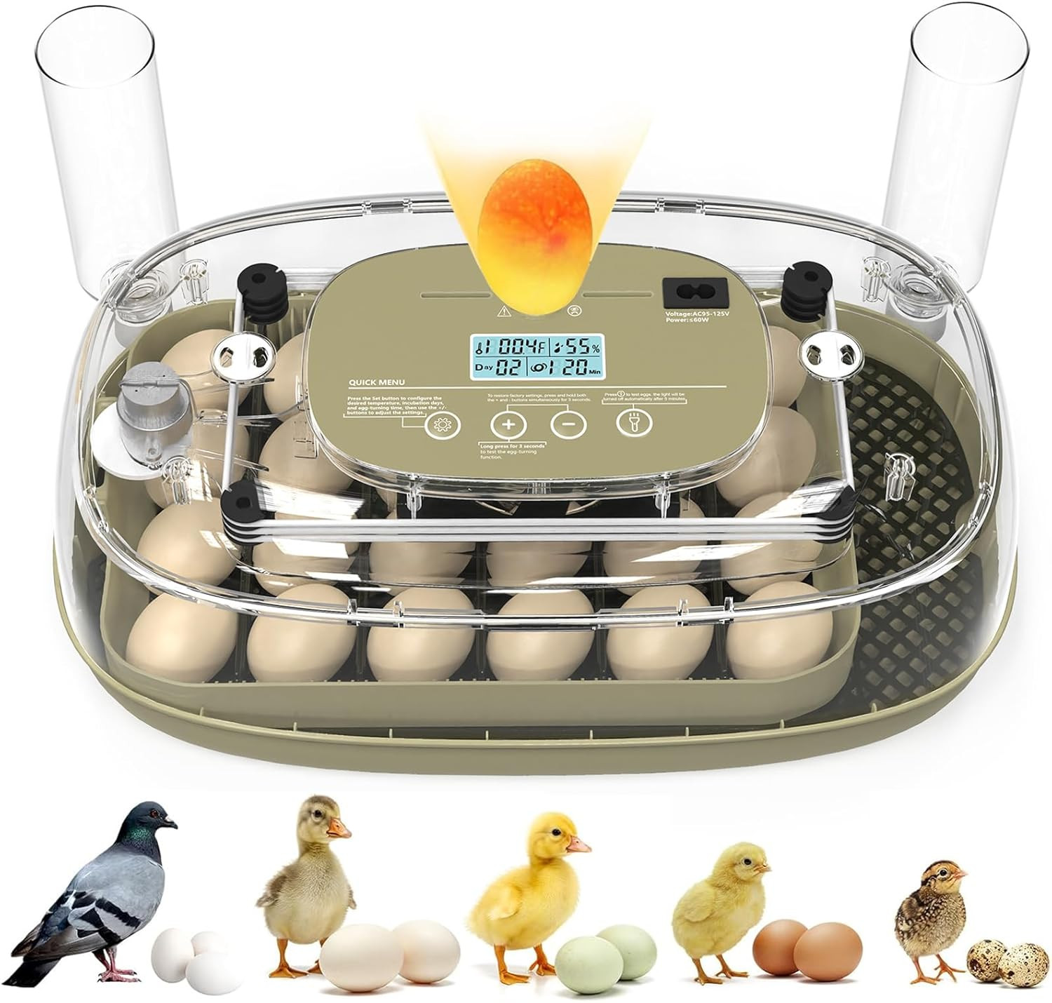 24 Egg Incubator, Incubators for Hatching Eggs with Fully Automatic Turner & Can