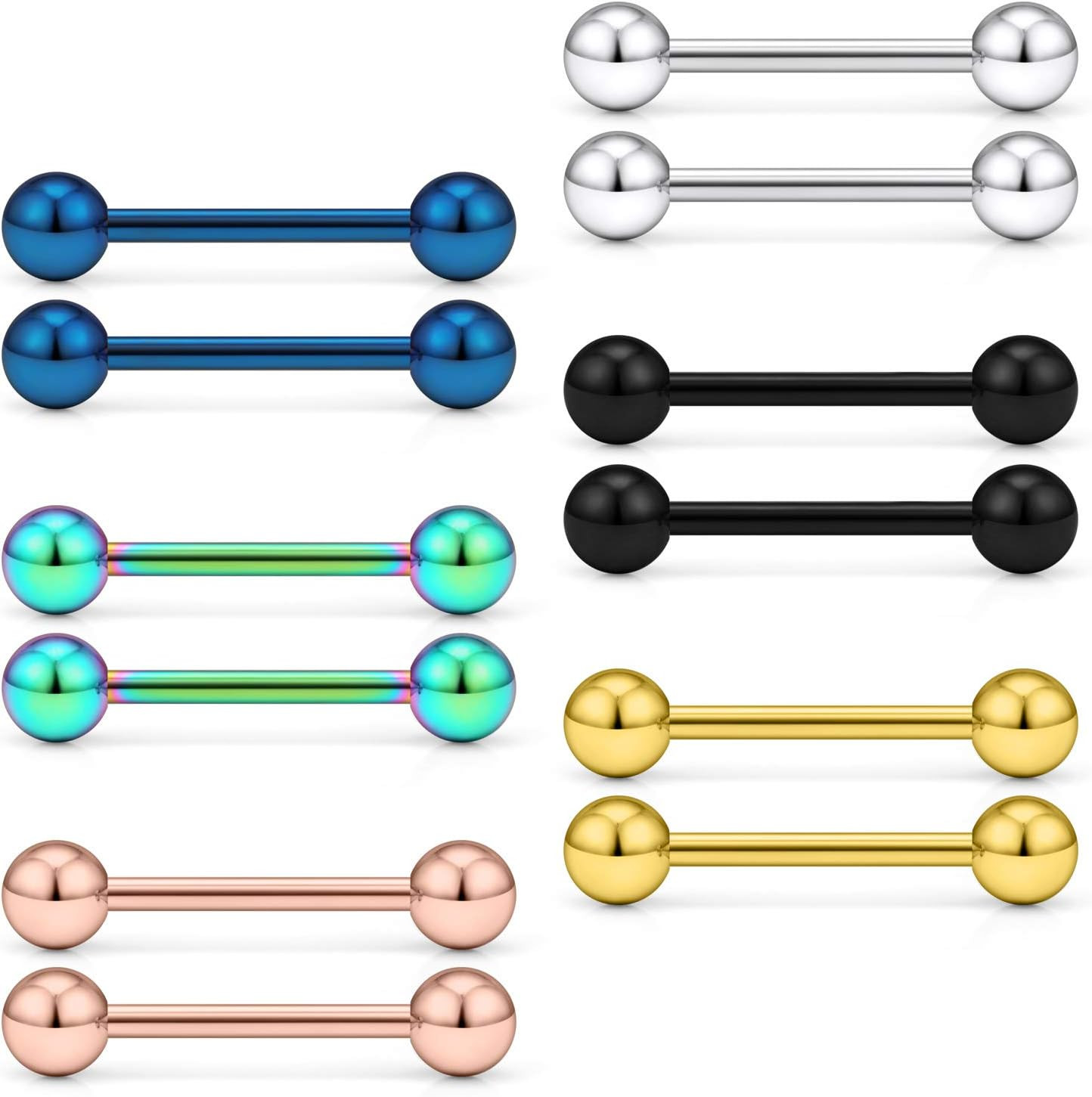 12G Stainless Steel Externally Threaded PA Tongue Nipple Shield Barbell Ring Bar