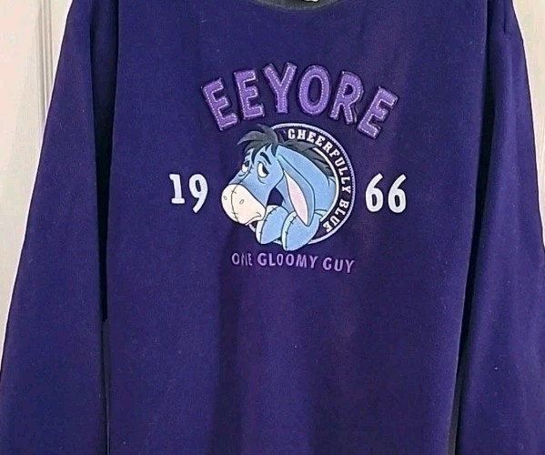 Disney Store Exclusive Sz L Eeyore Purple Fleece Sweatshirt Vintage