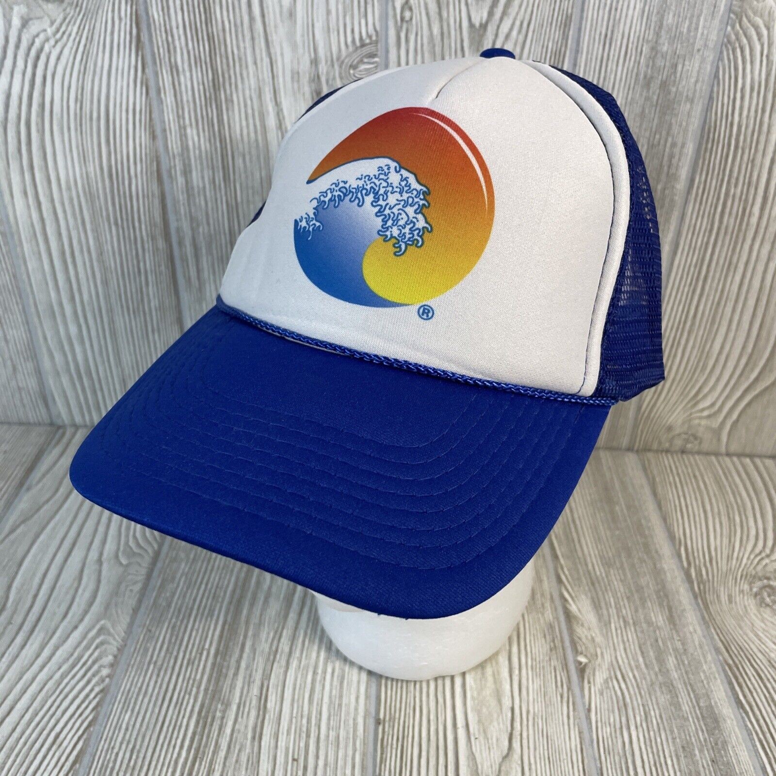 Blue Wave Trucker Hat Mesh Snapback Adjustable Surfer Ocean Beach Cap