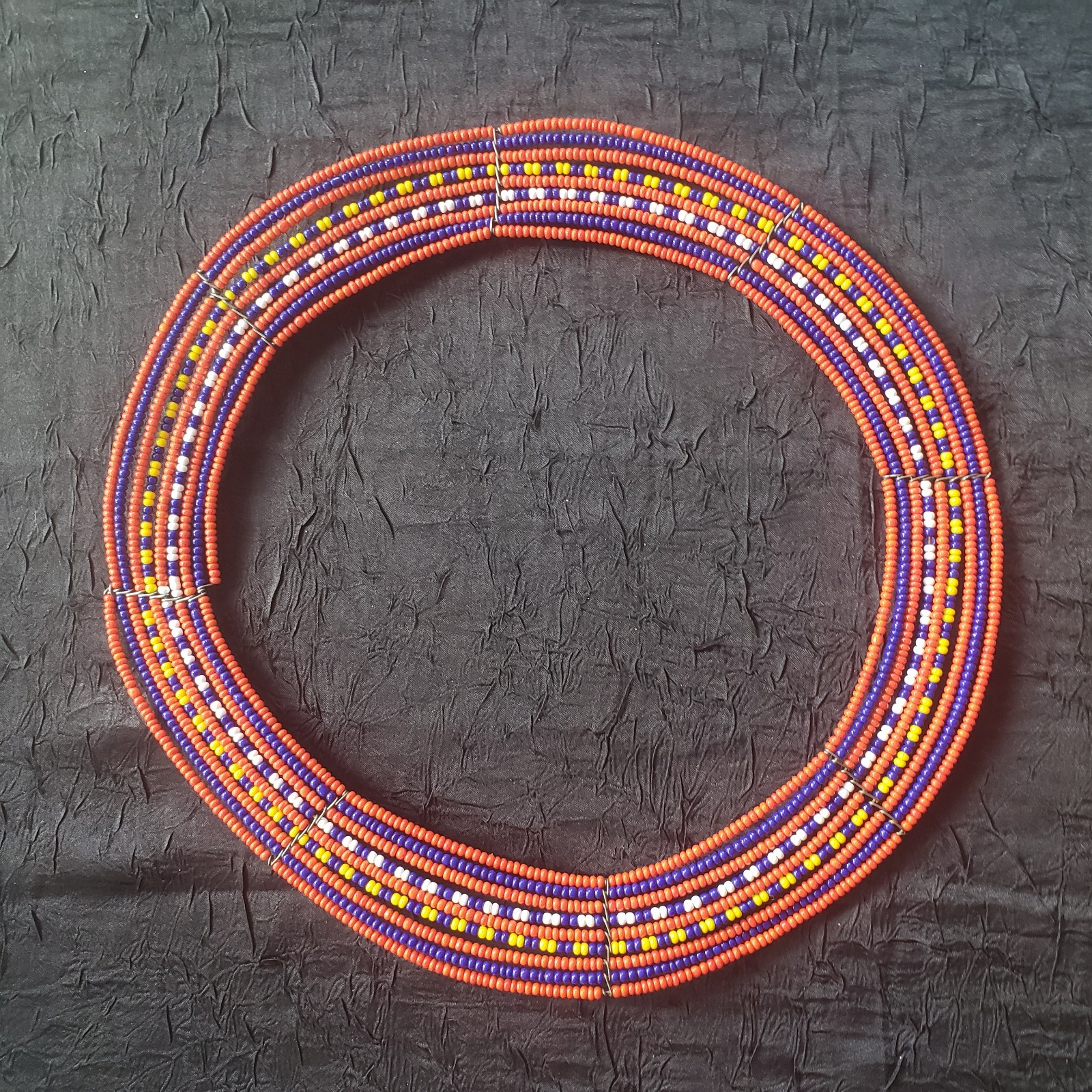 Vintage Maasai Glass Seed Bead Wedding Collar Necklace African Tribal Art Boho