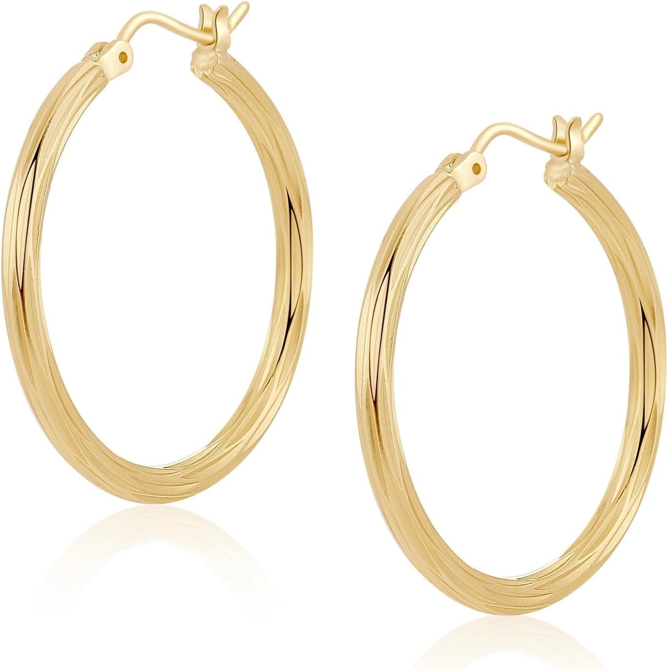 14K Twisted Hoop Earrings for Womens Hypoallergenic Small Gold Plated Hoop Earri