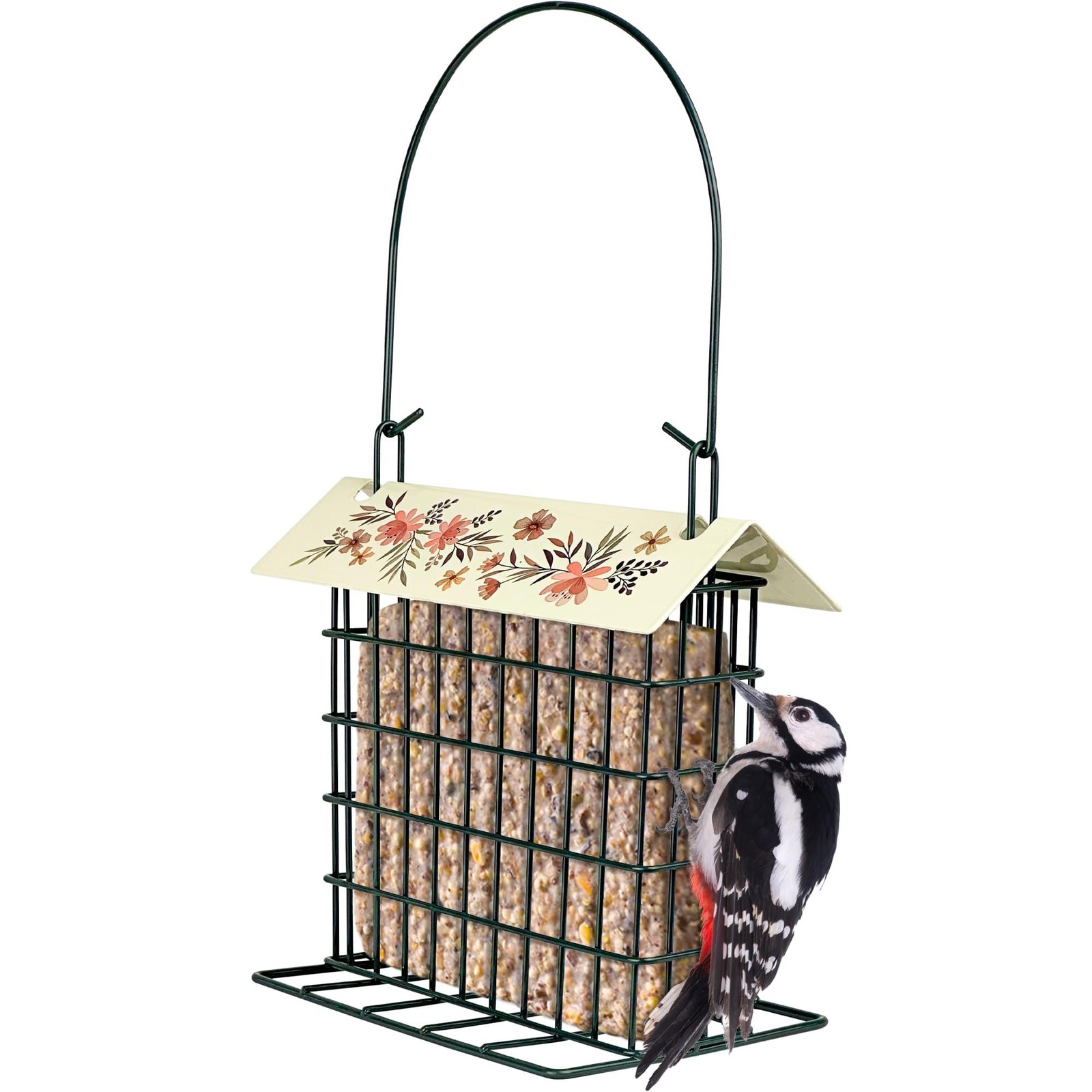 Metal Suet Cage Feeder for Wild Birds  Hanging Outdoor Bird Feeder, Black