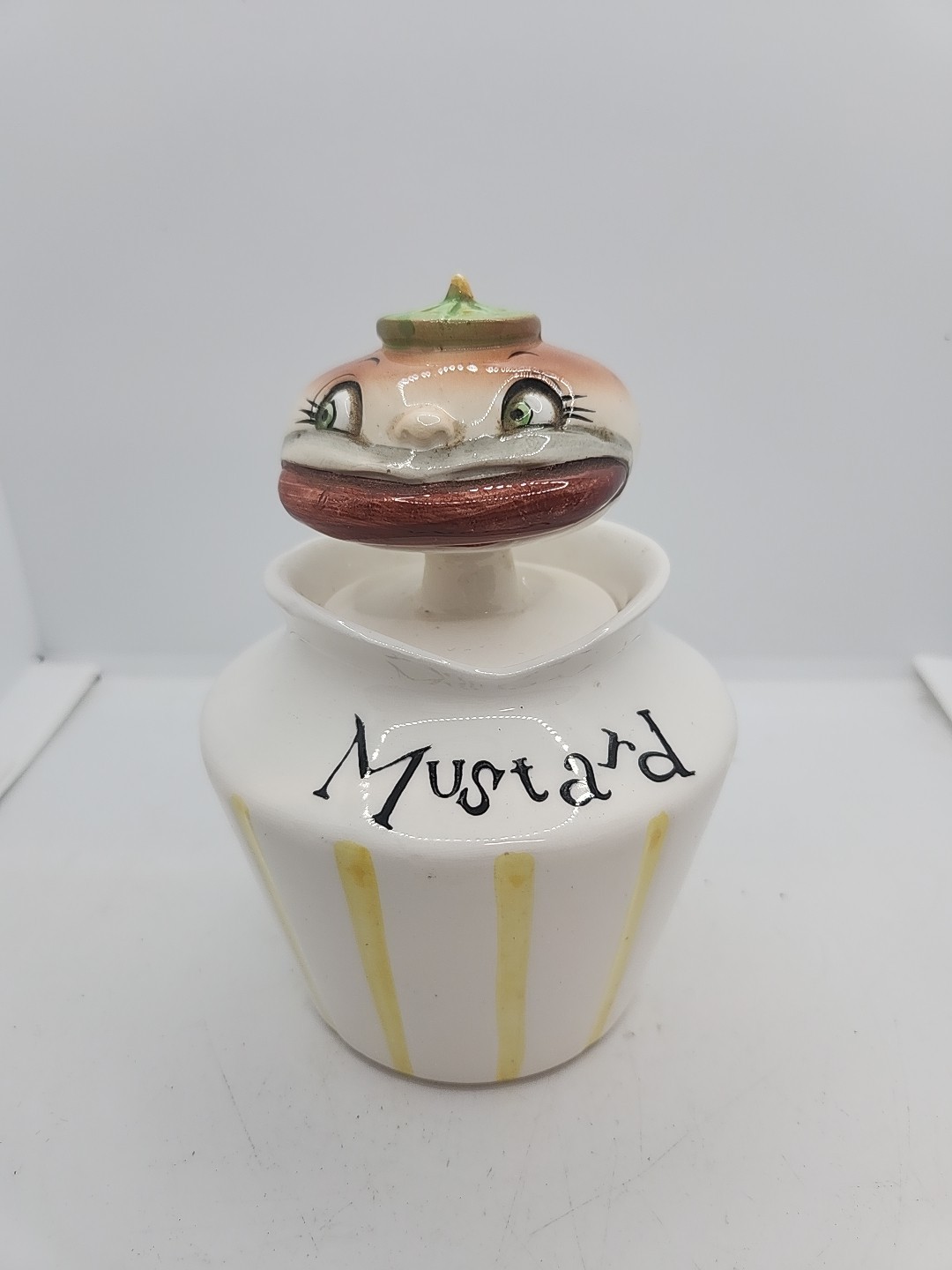 Vintage ‘50s LEFTON Anthropomorphic Hamburger Mustard Condiment Jar Pixie Ware 