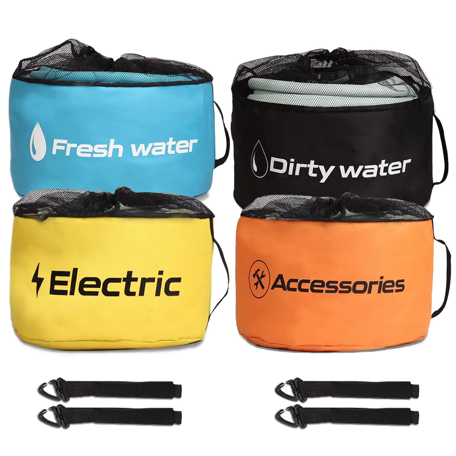 Gociean RV Hose Storage of 4 18x18x10 inches, Blue, Black, Yellow, Orange 