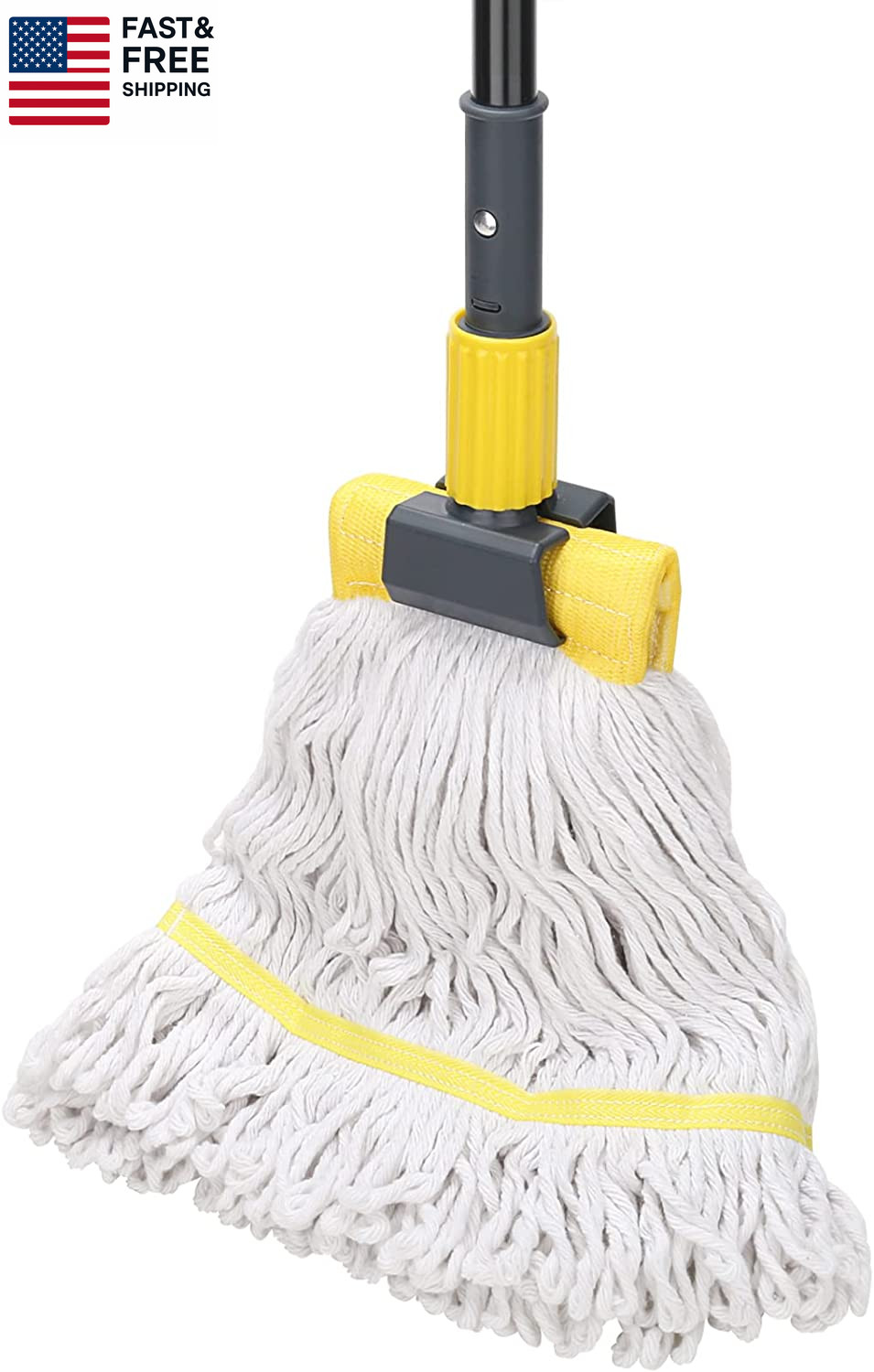 Commercial Mop Heavy Duty Industrial Mop with Long Handle,60" Looped-End Stri