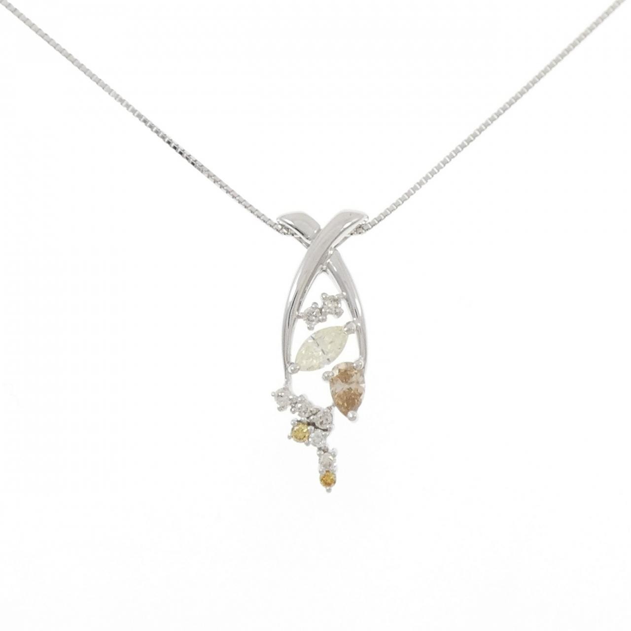 Authentic K18WG Diamond Necklace 0.631CT #270-004-147-3938