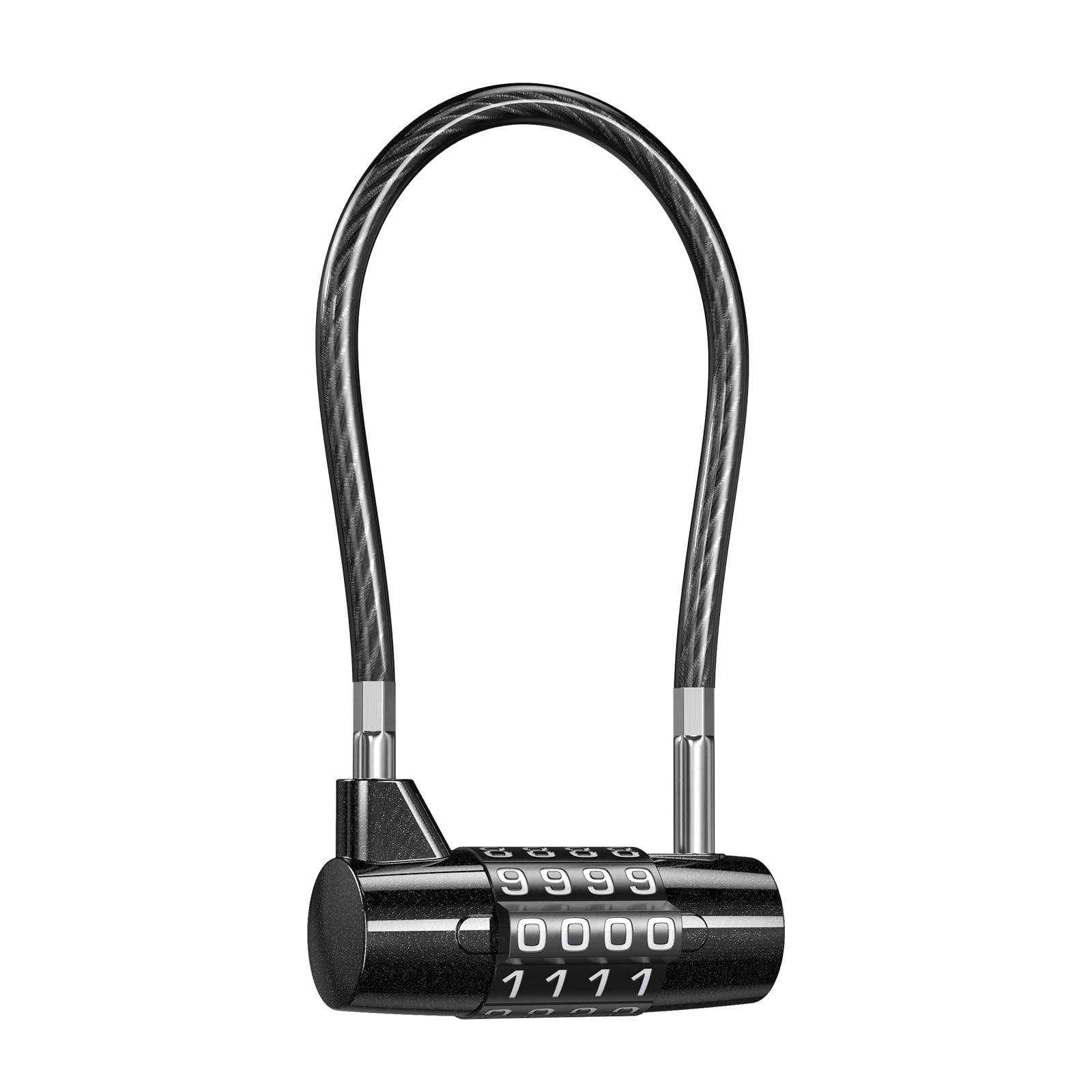 4 Digit Combination Padlock, 6.9 Inch Long Shackle Cable Lock with 4-Digit Re...