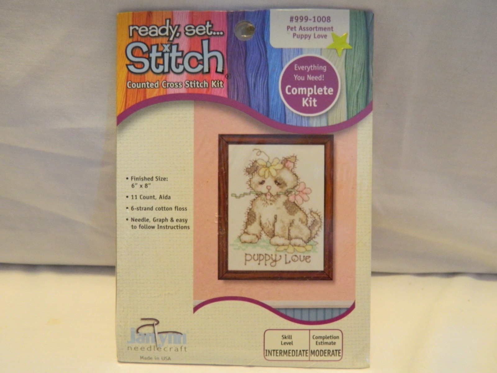 C-26 JANLYNN MINI COUNTED CROSS-STITCH KIT “PUPPY LOVE”
