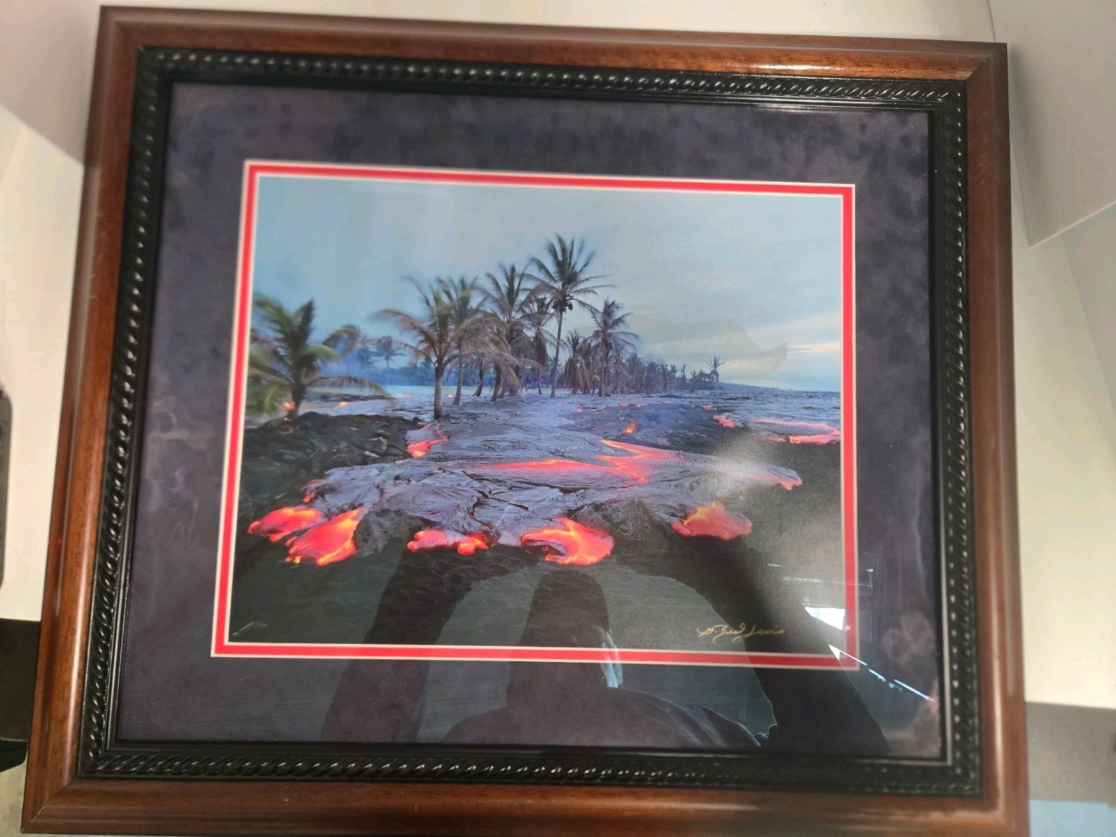 G Brad Lewis Hawaii Lava Flow Volcano Photo Limited Edition 170 Framed 18x22