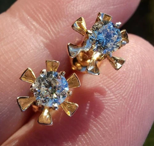 2.40 Ct Treated Certified Gorgeous White Diamond Stud Earrings In 925 Silver