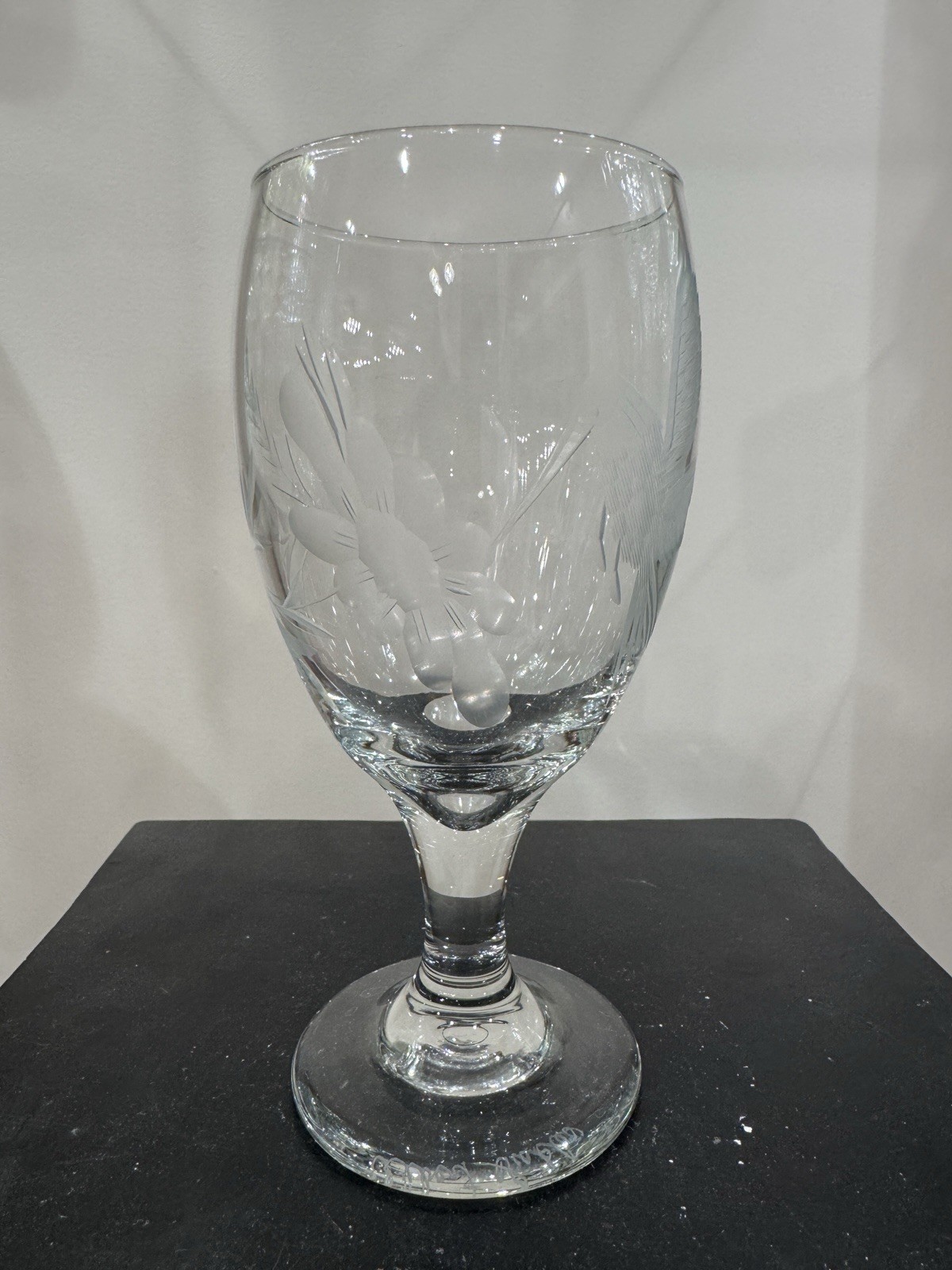 Anchor Hocking Goblet with Hummingbird Cutting