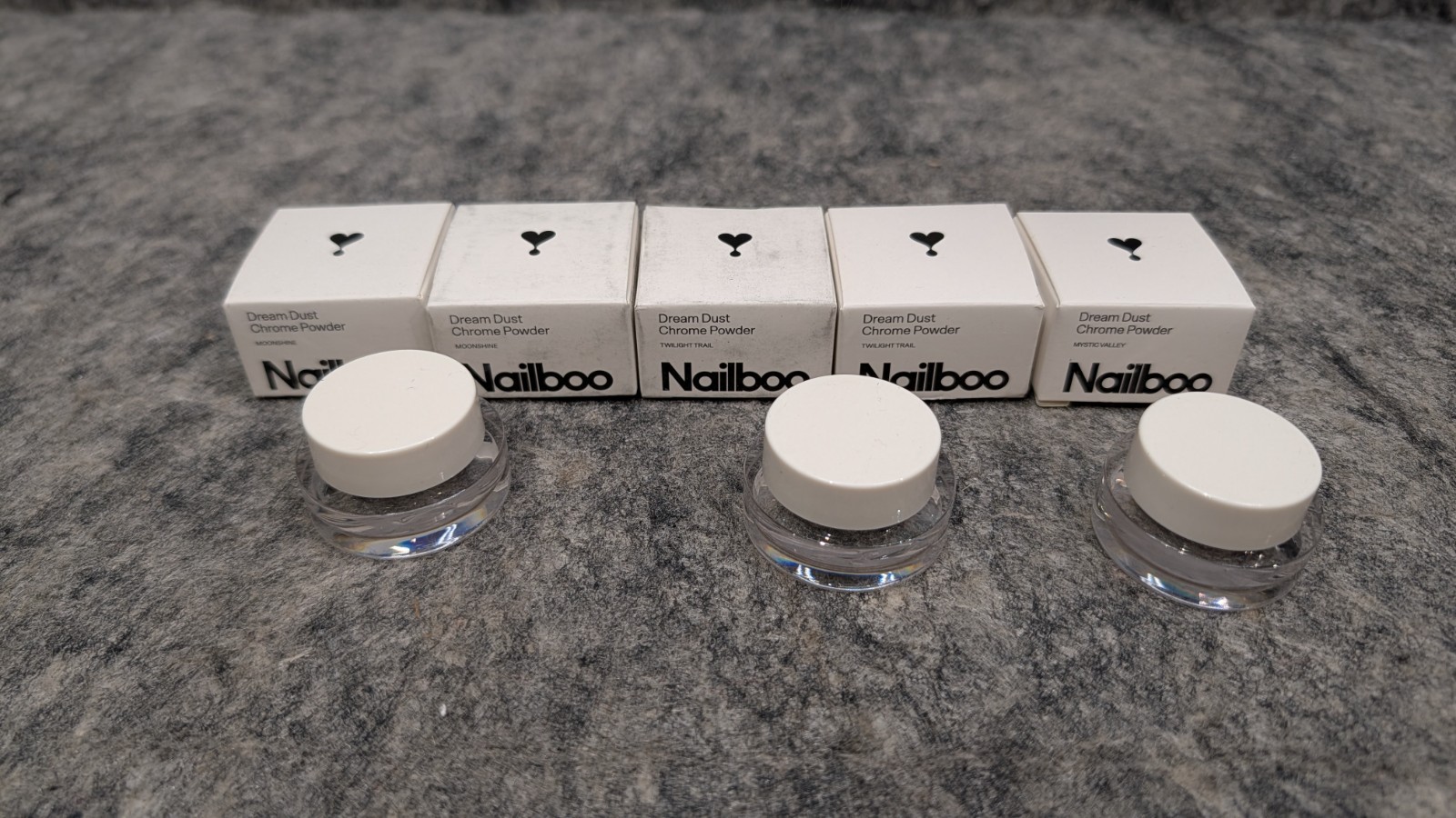 5 x Nailboo Dip Powder Dream Dust Chrome Powder  - Moonshine, Twilight, Mystic