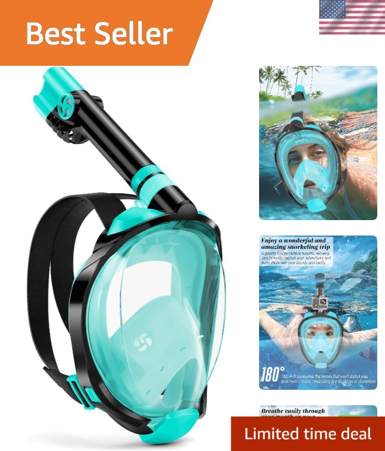 Full Face Snorkel Mask, Dry Top Snorkeling Gear for Adults, 180° Panoramic Fo...