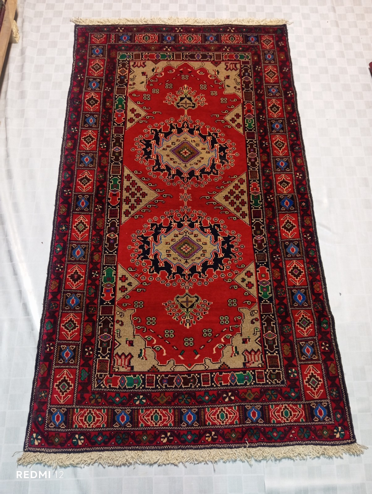 Handmade Afghan Adraskani Rug 100% Wool Herat Afghanistan Tribal Carpet 2.62×1.4