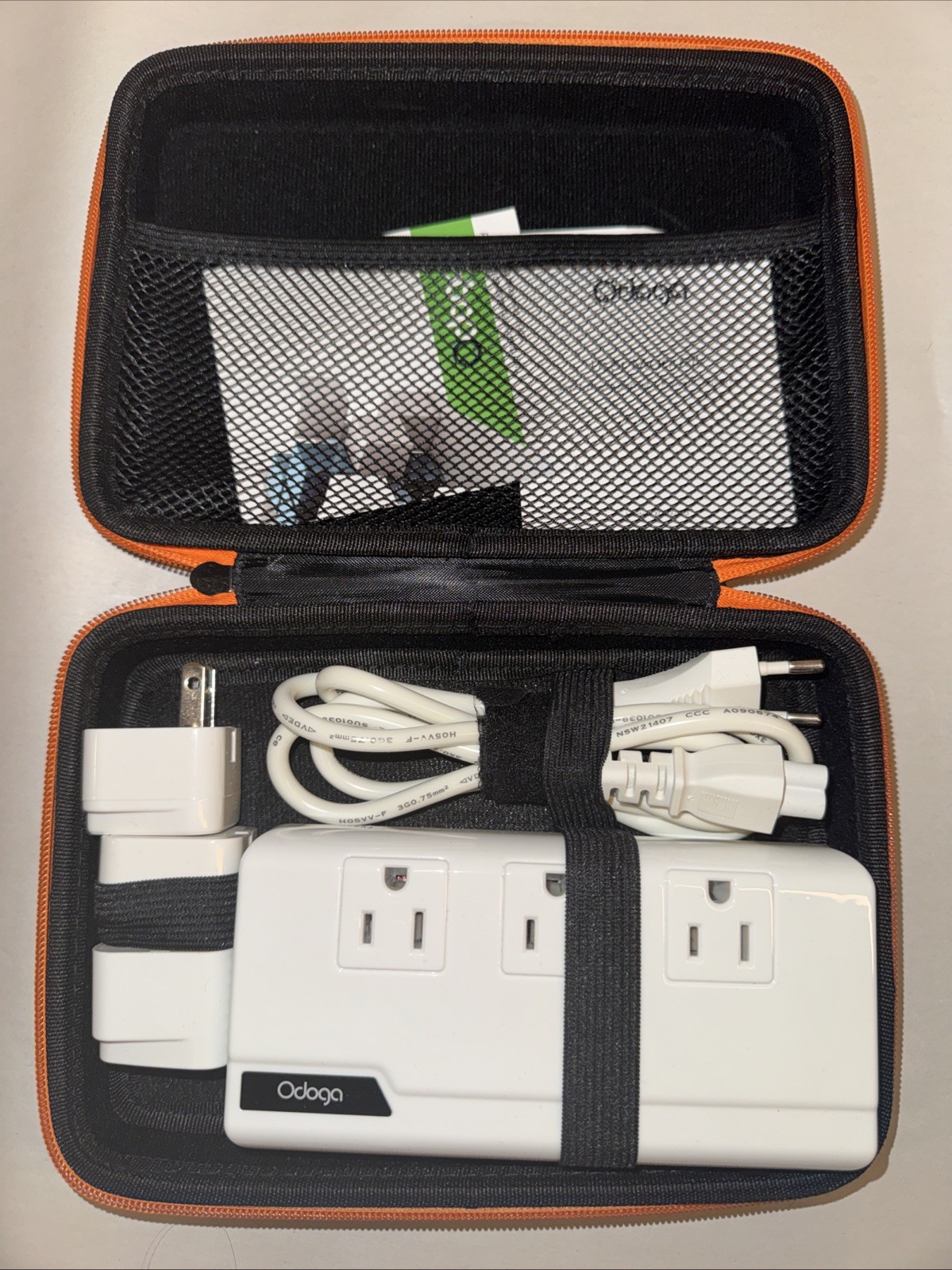 Odoga Travel Power Strip Kit w/ International Plug Adapters & Case EU/UK/US/AU