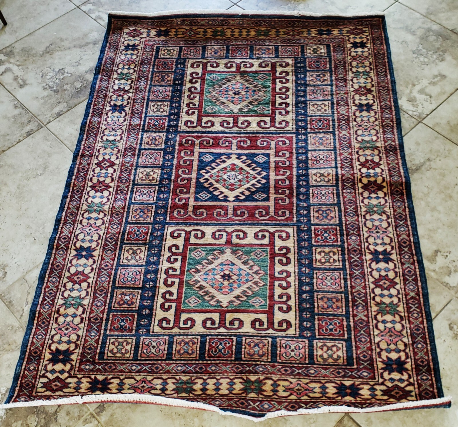 Antique Traditional Zanjan Tribal Caucasian Hand-Knotted Carpet Wool 5'8" x 4'
