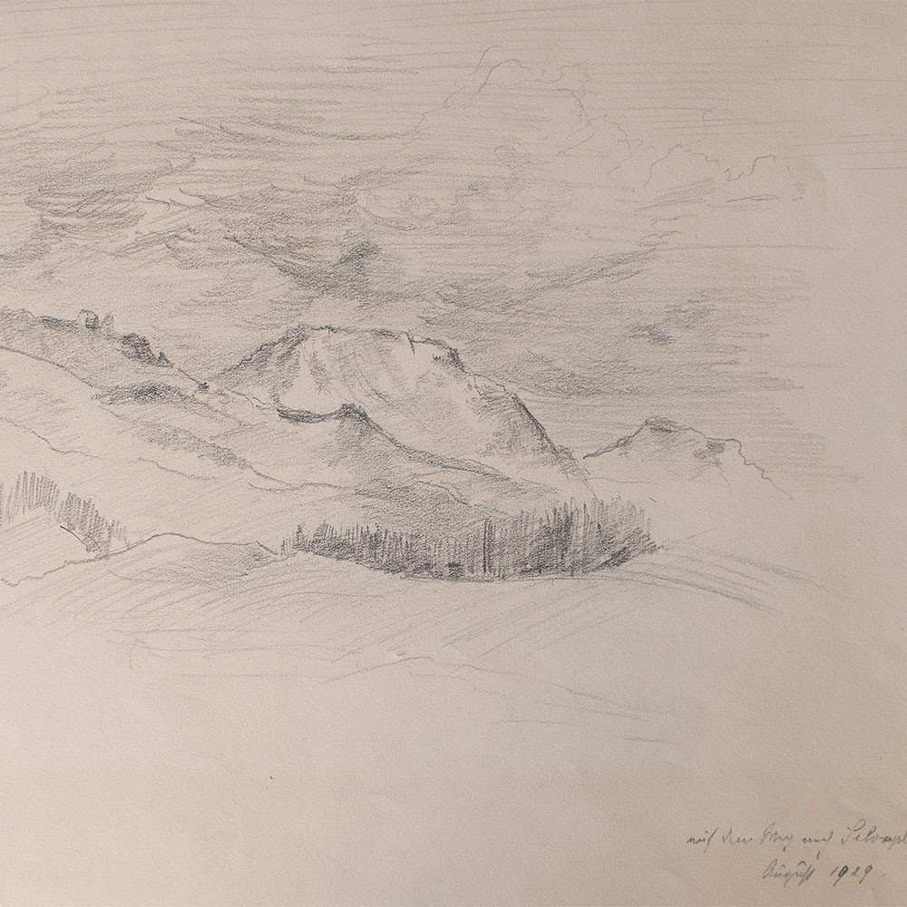 Mathilde End landscape Silvaplana family circle Hans Gött unique drawing 1929