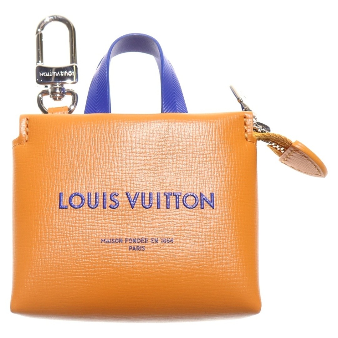 Louis Vuitton Bag Charm LV Mini Shopper Keychain Leather Orange M02699 Used 311d