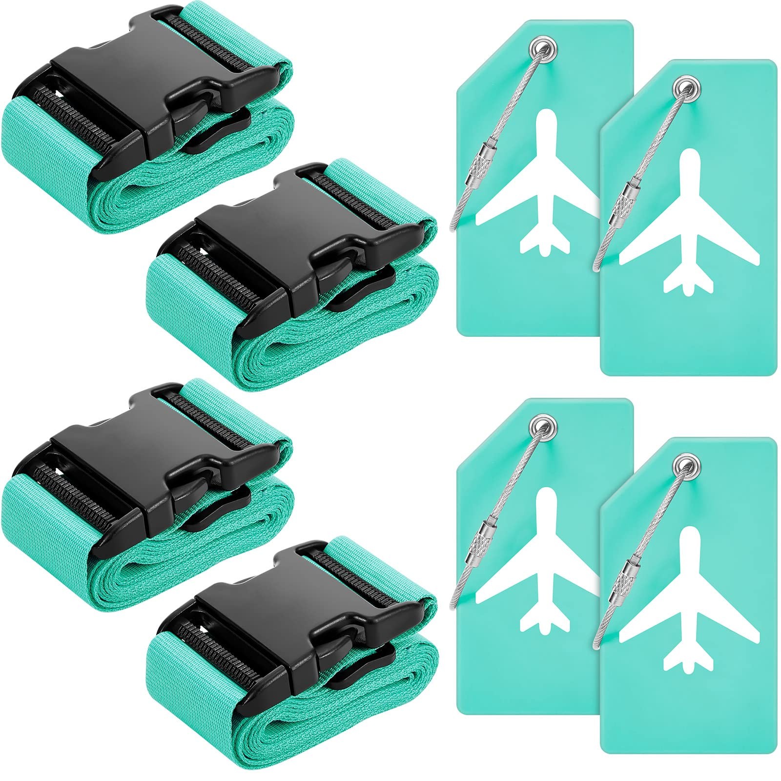 8 Pcs Luggage Straps Suitcase Tags Set for TSA Approved, 4 Travel Adjustable ...