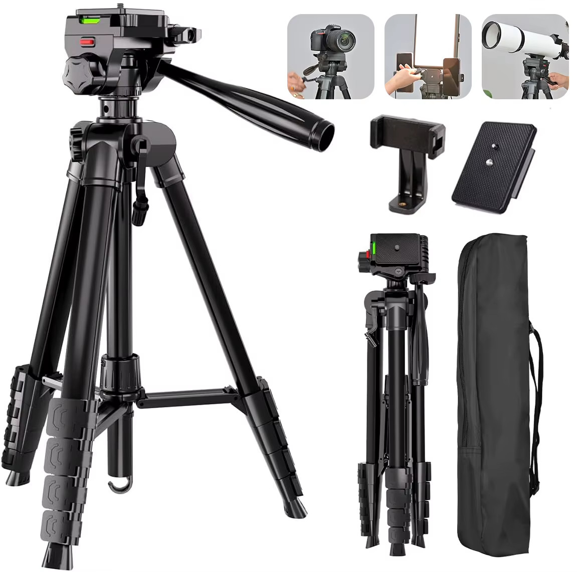 Camera Tripod, 74" DSLR Camera Tripod with 1 QR Plates for Sony/Nikon/Canon, Lig