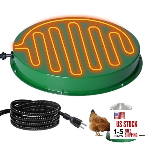 Chicken Water Heater for Winter 1.4", 15W Thermostat Chicken Drinker Heater 2