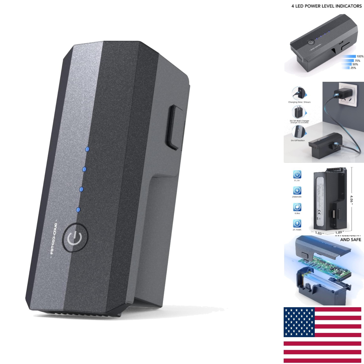 Efficient 11.1V 2500mAh Lithium-Ion Battery for F11 Drone Series – Black