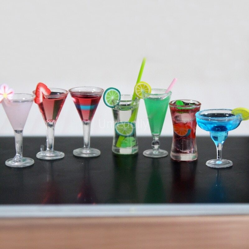 5PC Dollhouse 1:12 Scale Miniature Cocktail Wine Cups Drinks Kitchen Accessories