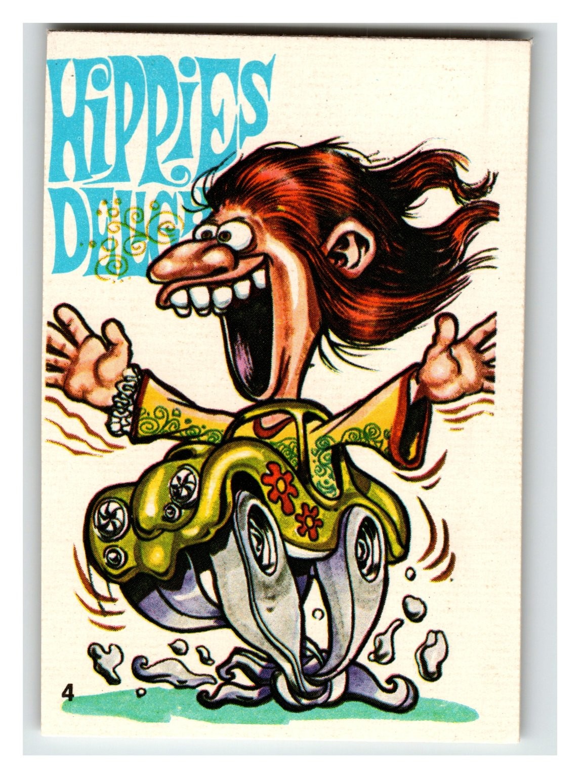 Vintage Hippies Dude Sticker Card #4 Psychedelic Cartoon Peelable Decal